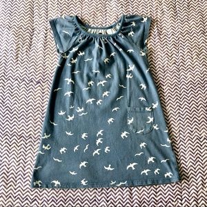 Tea Collection Girls Size 4 Blue Bird Print Dress